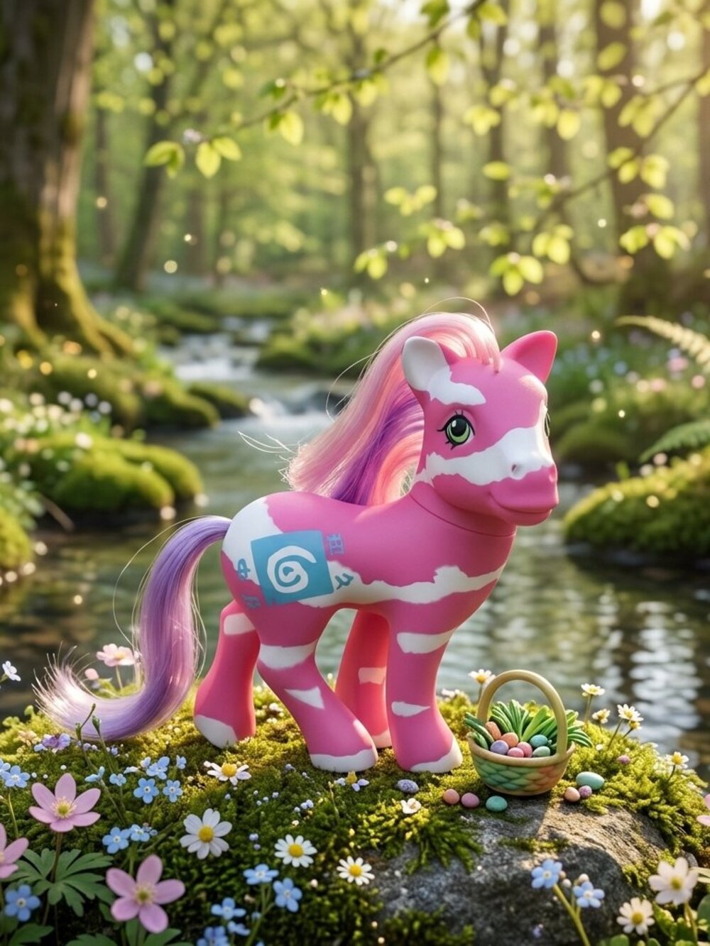 Vintage Hasbro 1991 G1 My Little Pony Mlp Color Swirl  Pink White Springy
